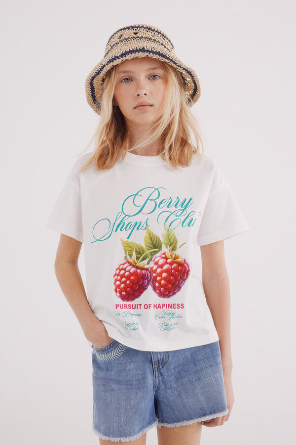 Springfield Kids Camiseta cereza niña blanco