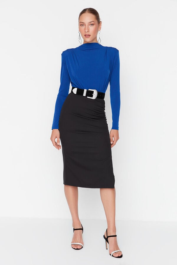 Trendyol Body de malha com drapeado azul