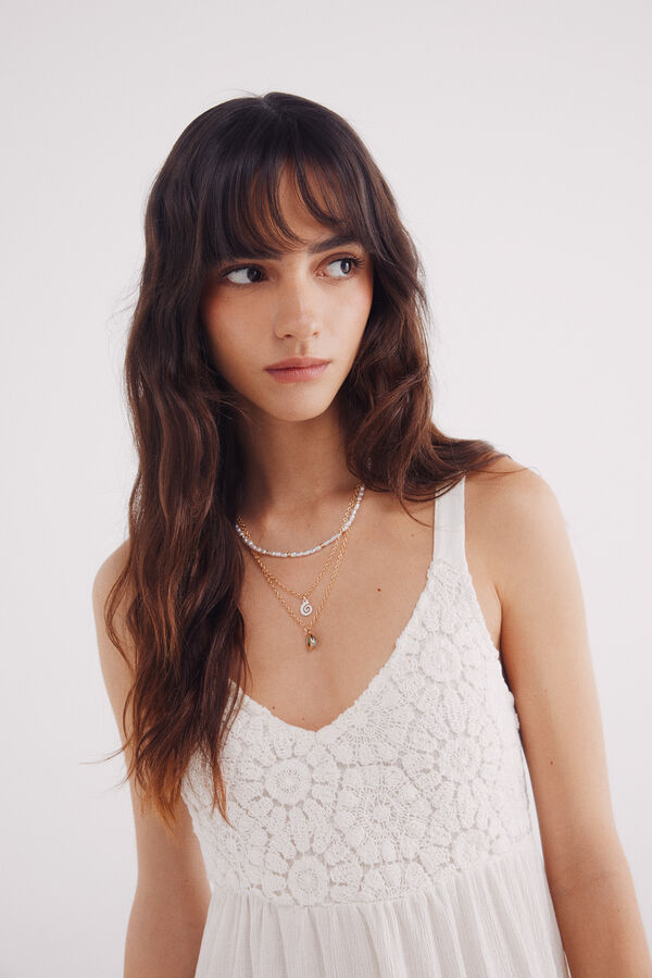 Springfield Vestido midi combinado crochet estampado