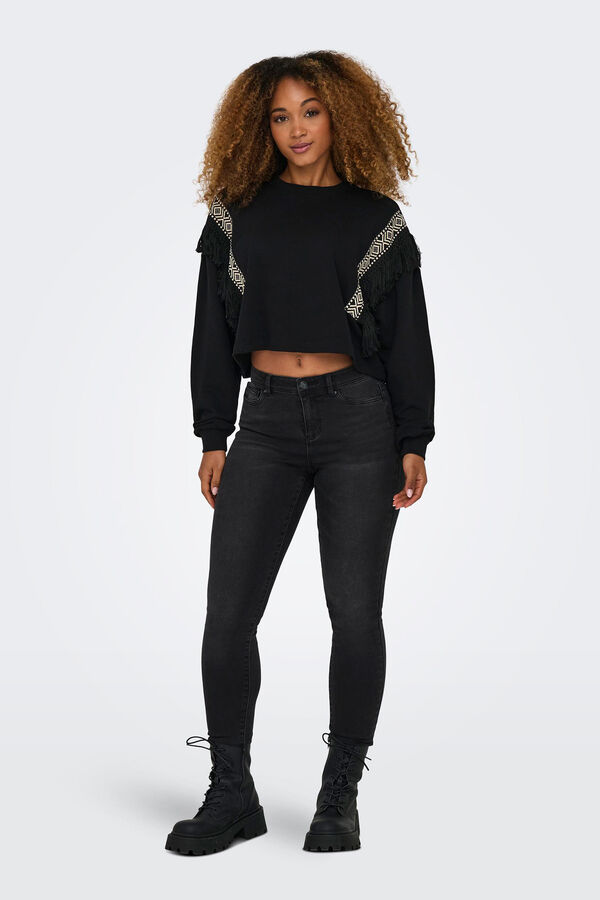 Only Sudadera con flecos negro
