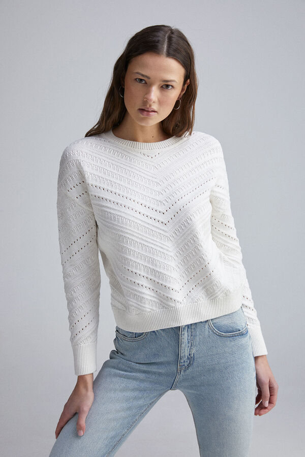 Springfield Jersey estructura chevron algod&oacute;n blanco