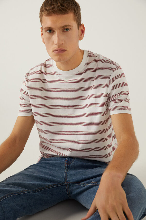 springfield Camiseta rayas burdeos