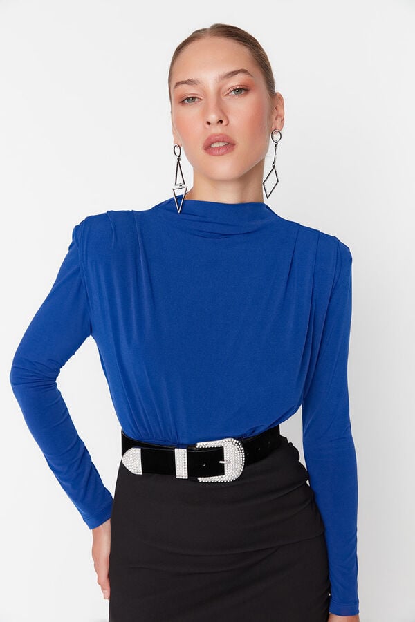 Trendyol Body de malha com drapeado azul