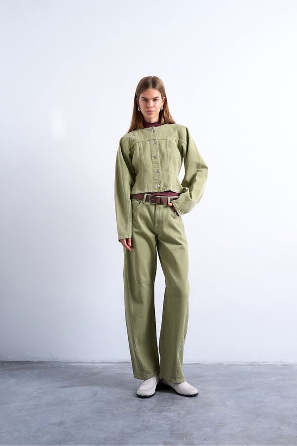 Topshop Jeans jeans com modelagem cano curto verde