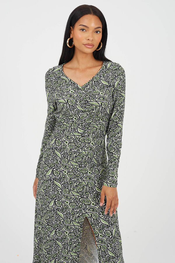 Brave Soul Vestido largo estampado verde