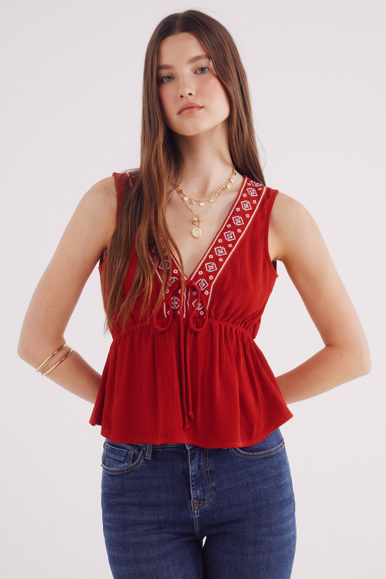 Springfield Blusa decote com borda &eacute;tnica