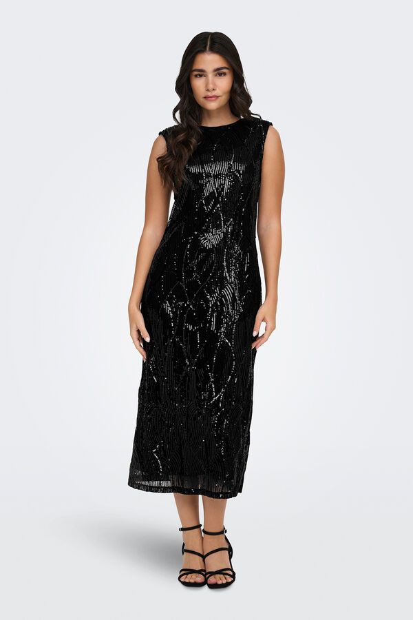 JDY Vestido de lantejoulas  preto