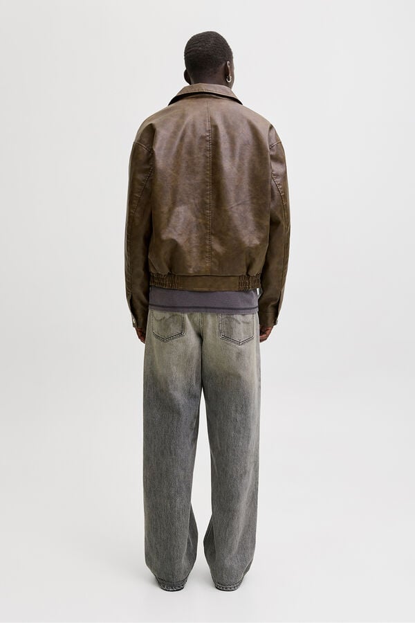 Jack & Jones Cazadora bomber polipiel marr&oacute;n