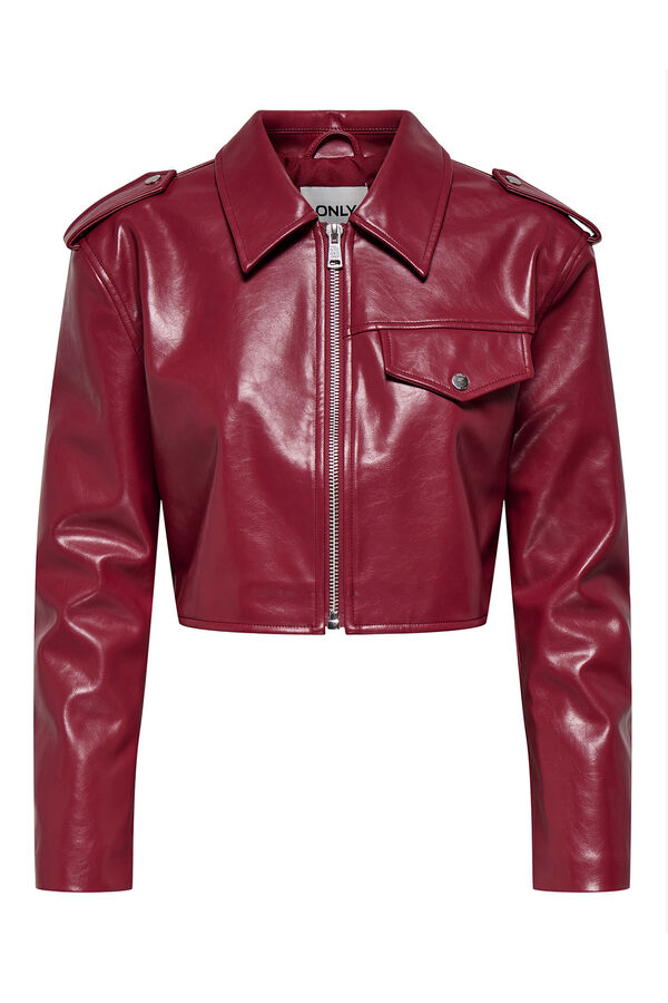 Only Jaqueta biker cropped rosa