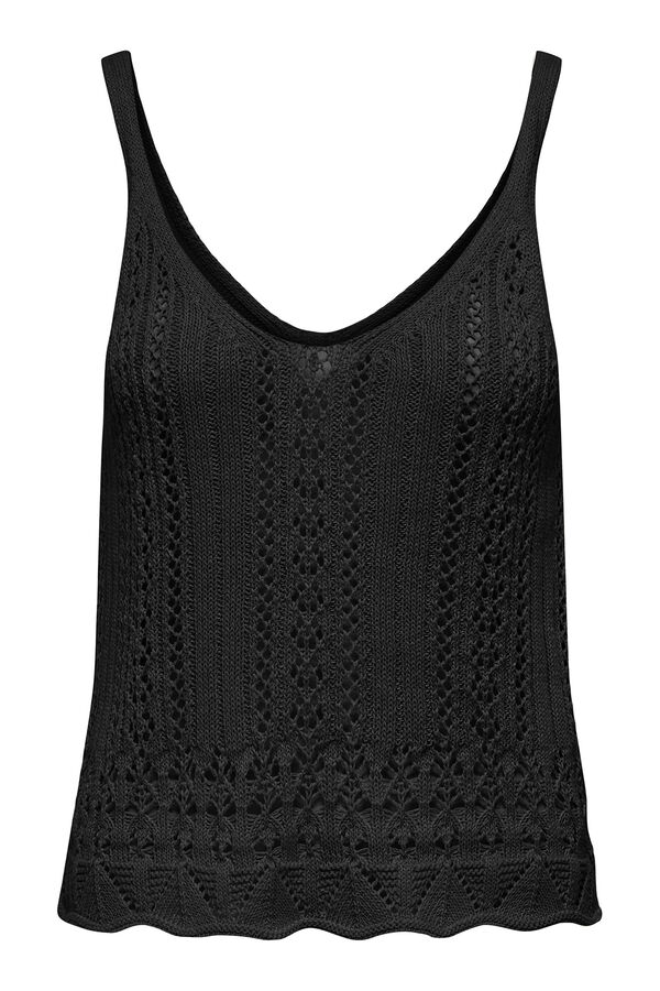 Only Camiseta tirantes de crochet negro