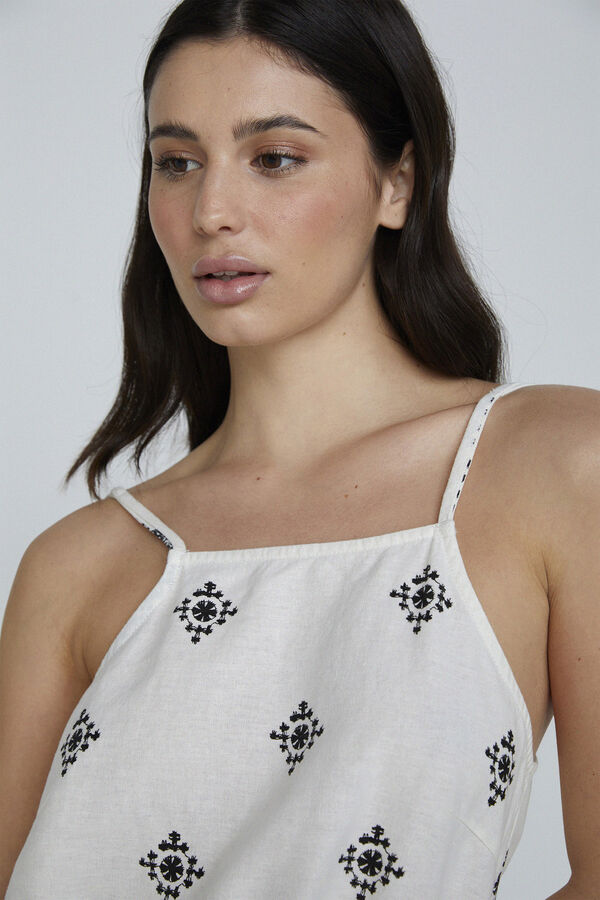 Only Mono corto lino blanco