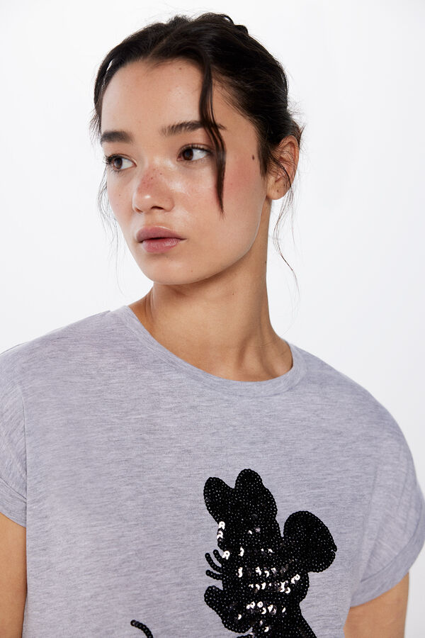 Springfield Camiseta Minnie Lentejuelas gris