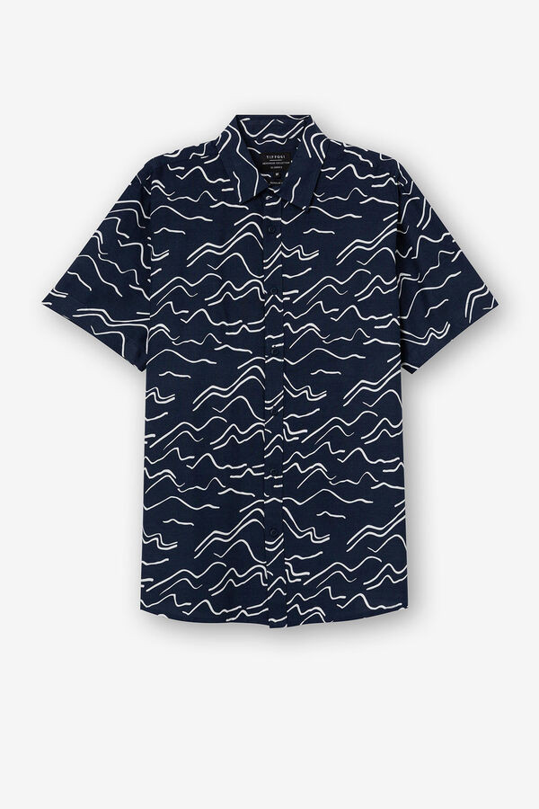 Springfield Camisa Regular Fit Fluida Estampada navy