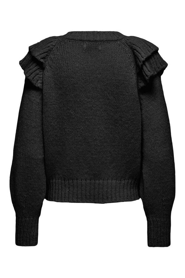 Only Jersey de punto volantes negro