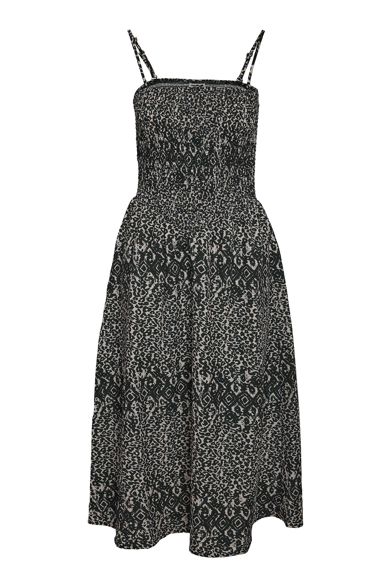 Noisy May Vestido midi de tirantes con corpi&ntilde;o de efecto maya de abeja