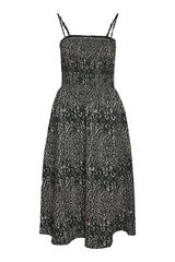 Noisy May Vestido midi de tirantes con corpi&ntilde;o de efecto maya de abeja gris