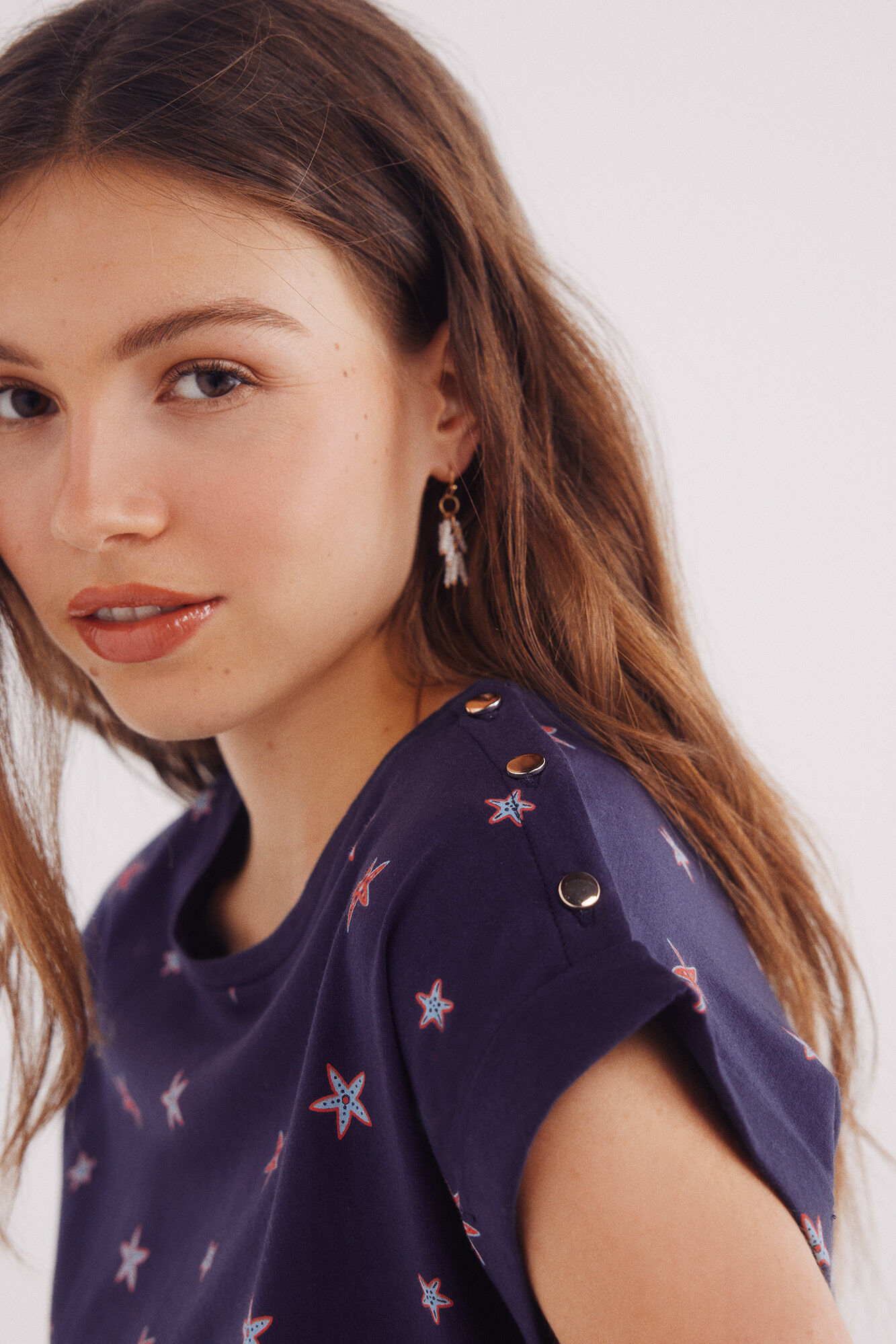 Springfield Camiseta estampada botones hombro