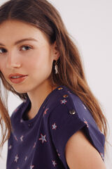 Springfield Camiseta estampada botones hombro azul