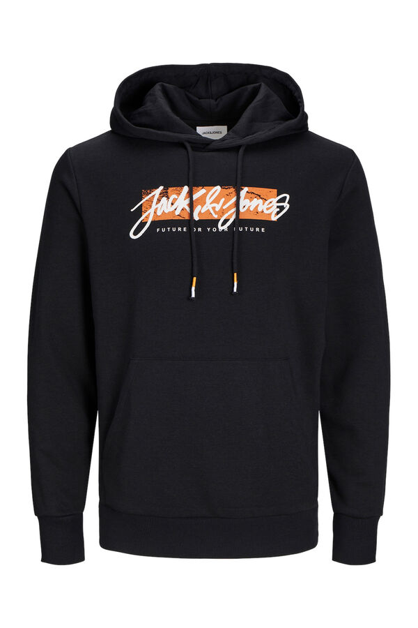 Jack & Jones Sweatshirt com capuz e ajuste padr&atilde;o preto
