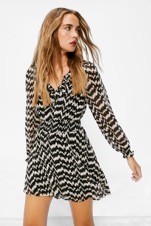 Springfield Vestido Corto Bicolor Lurex negro