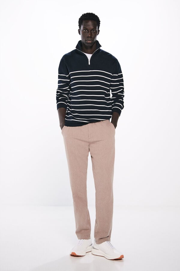 Springfield Su&eacute;ter fecho-&eacute;clair com riscas azul