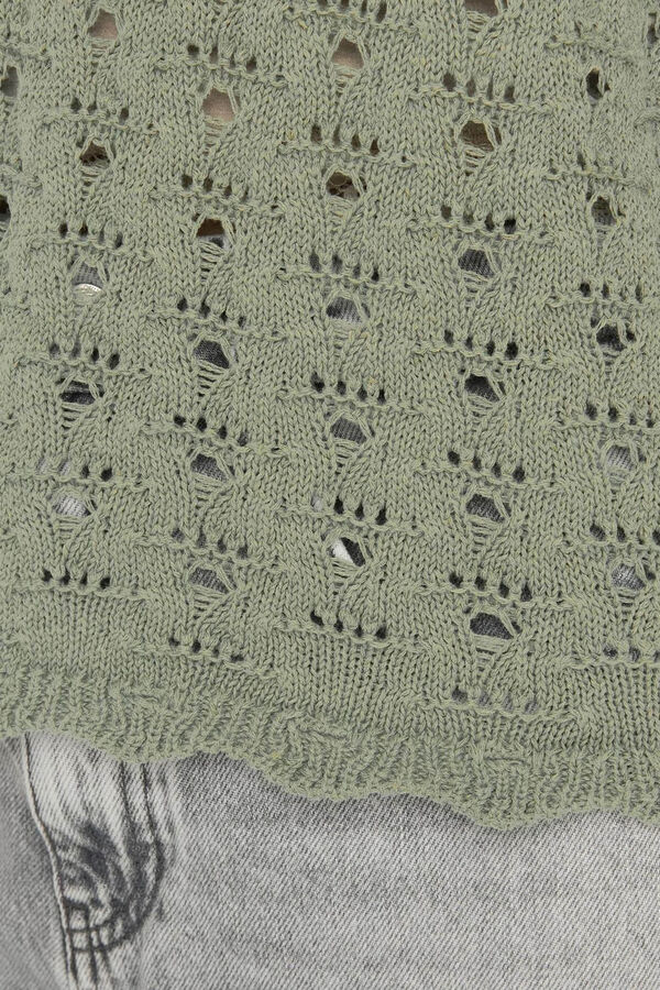Only Top malha crochet  verde