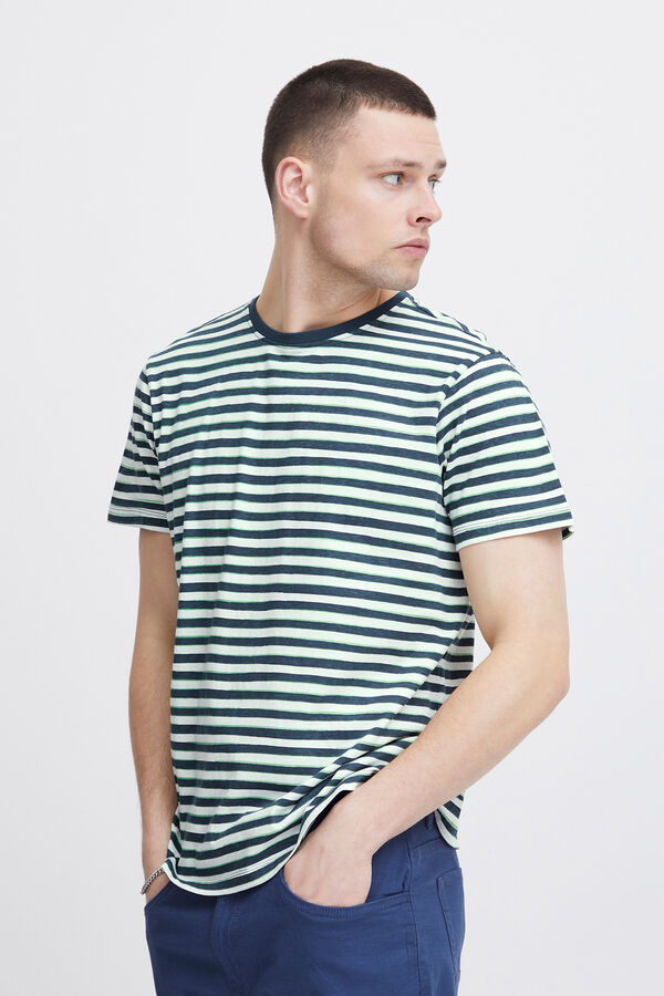Blend Camiseta Manga Corta Rayas azul