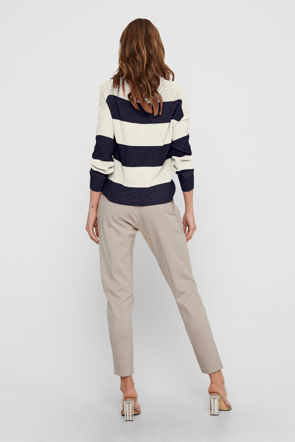 Only Jersey de rayas cuello redondo blanco