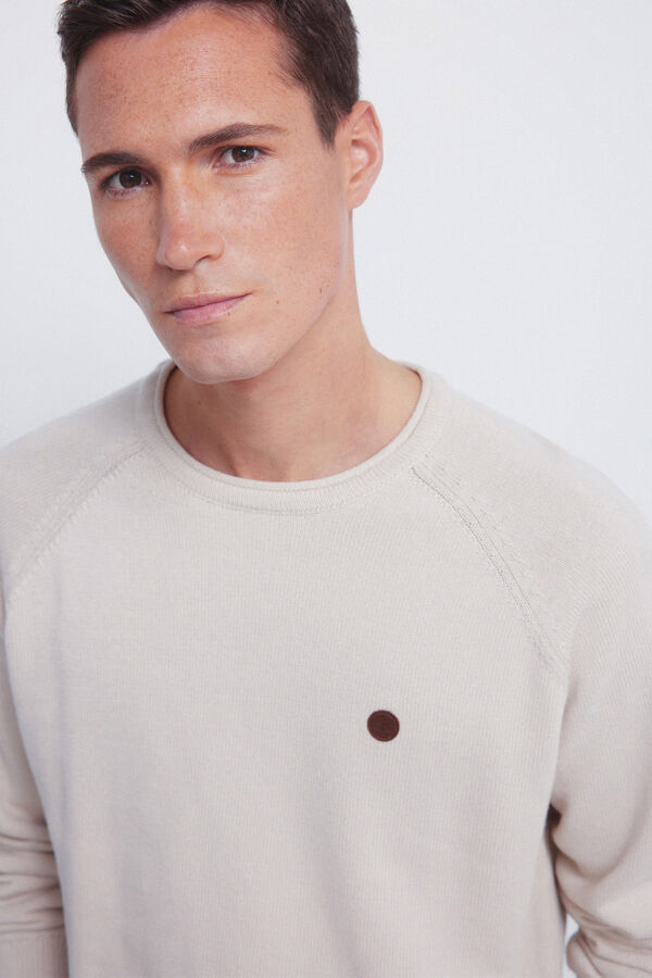 Springfield Jersey liso cuello rulo beige