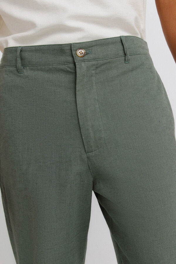 Springfield Pantal&oacute;n lino straight fit kaki