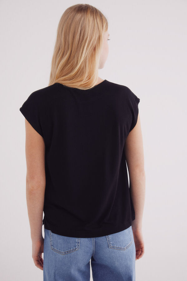 Springfield Camiseta lisa de viscose preto