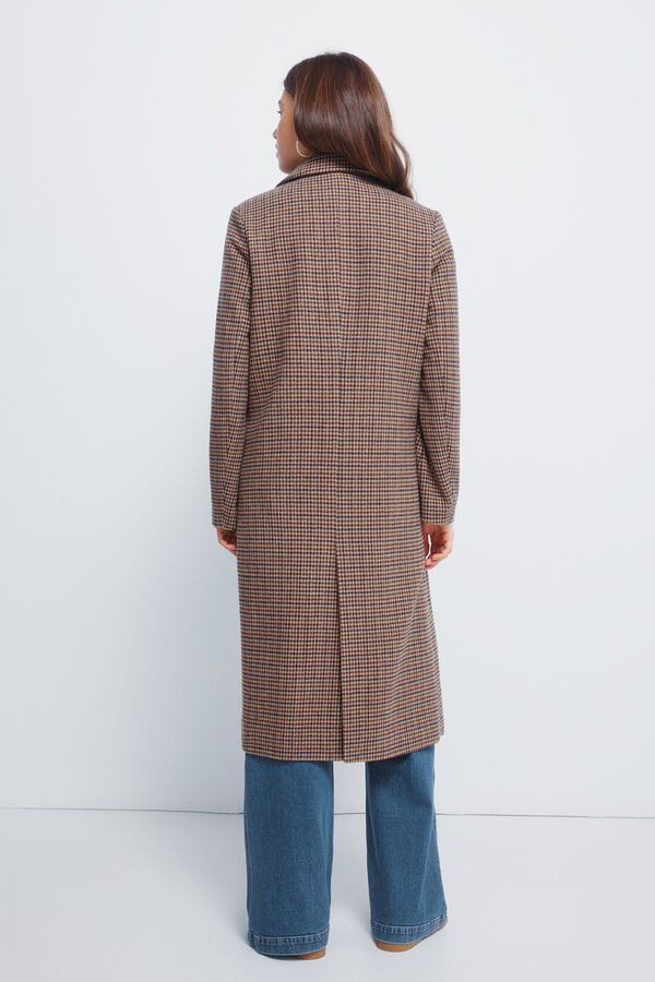 Springfield Abrigo largo cuadros doble abotonadura tostado