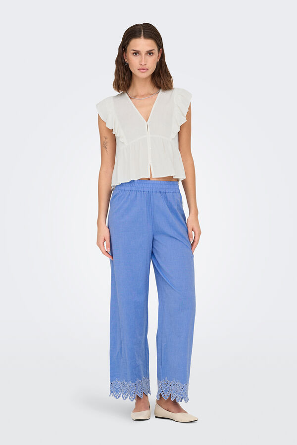 Only Blusa regular fit de lino blanco