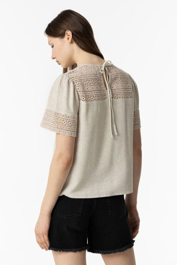 Tiffosi Blusa R&uacute;stica con Encaje nude