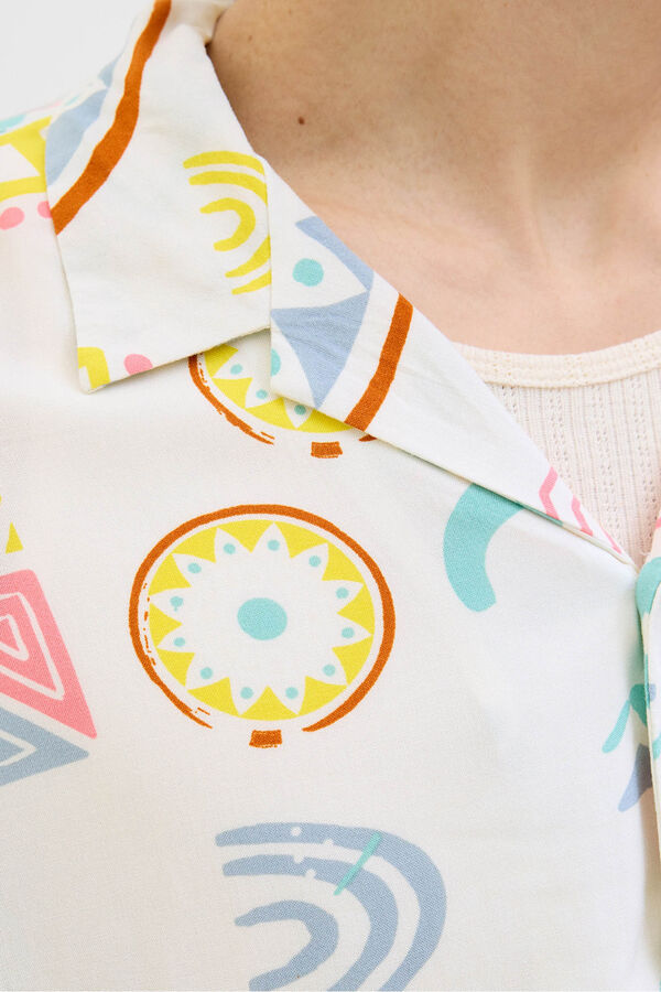 Jack & Jones Camisa relaxed fit estampada blanco