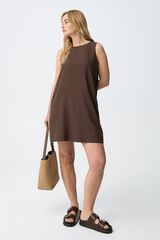 Tiffosi vestido reto mangas castanho