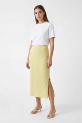 Pieces Falda midi estampada amarillo