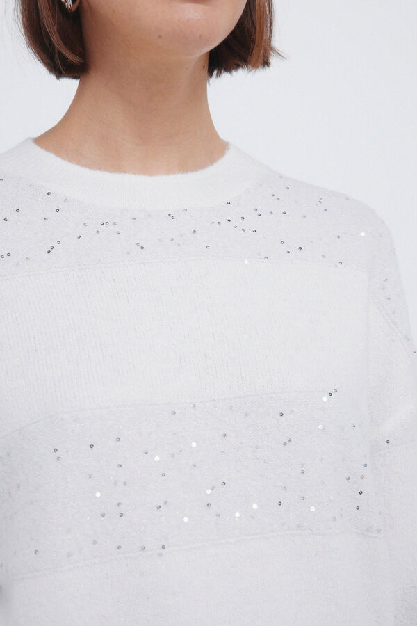 Springfield Jersey rayas lentejuelas blanco