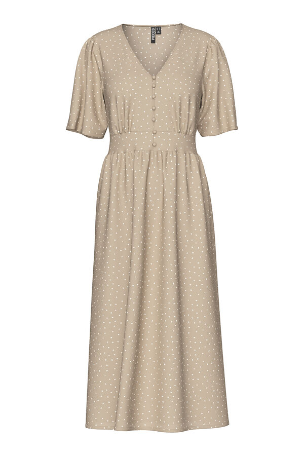 Pieces Vestido midi estampado con manga 2/4 gris