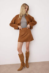 Trendyol Minissaia efeito camur&ccedil;a castanho