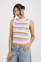 Brave Soul Chaleco de punto a rayas rosa