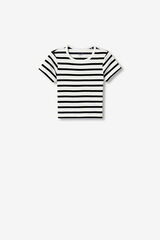 Tiffosi Young Camiseta cropped riscas branco