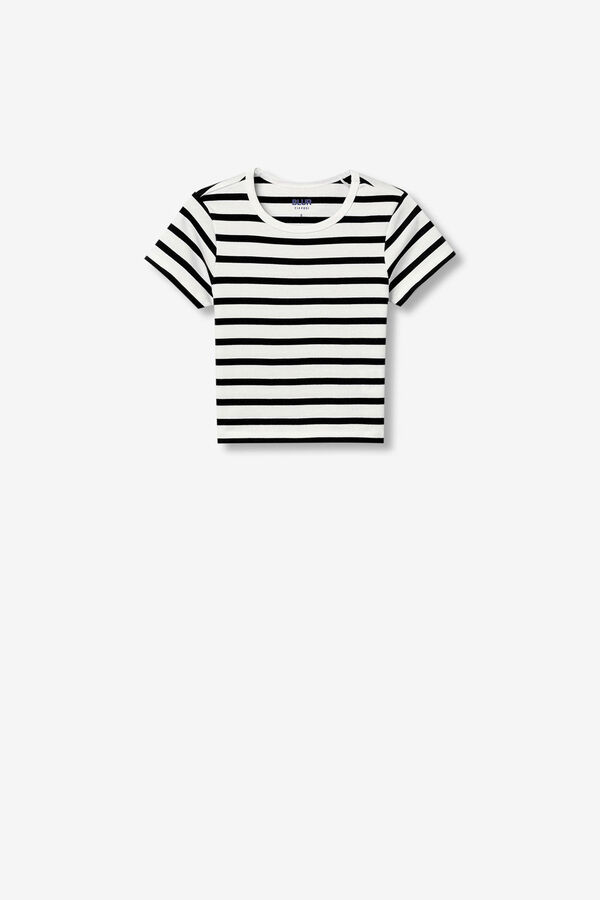 Tiffosi Young Camiseta cropped riscas branco