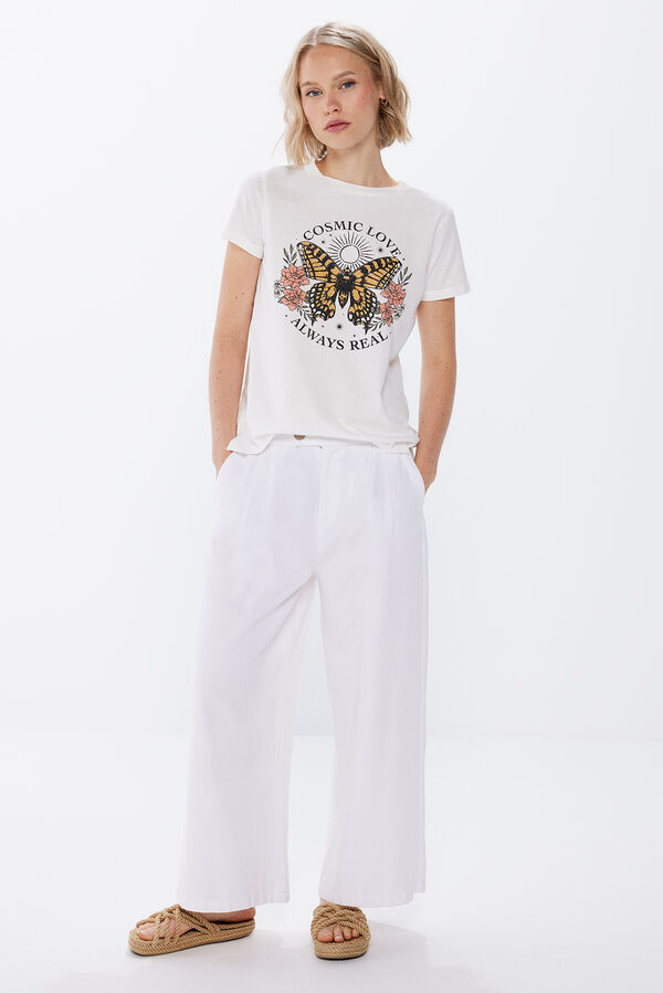 Springfield Camiseta gr&aacute;fica &eacute;tnica blanco