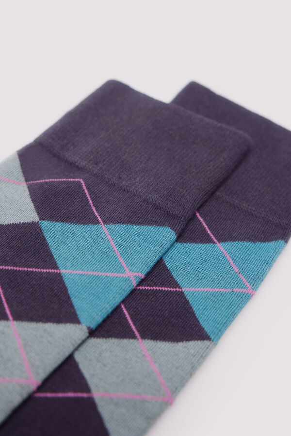 Springfield Meia jacquard diamante azul