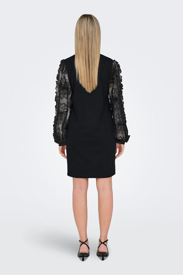 JDY Vestido curto com detalhe floral preto