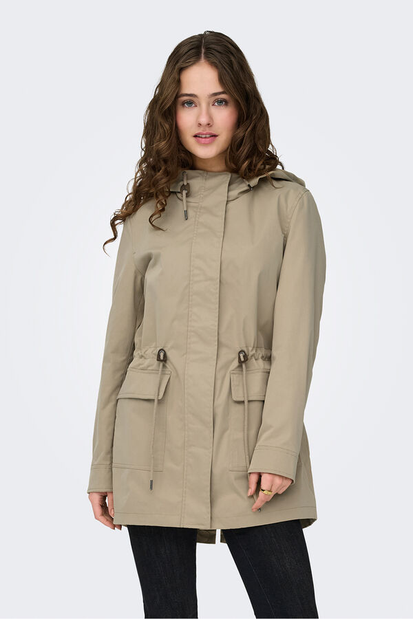 Only Parka corta con capucha marr&oacute;n