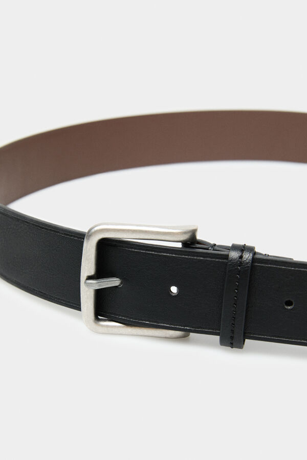 Springfield Cinto efeito pele b&aacute;sico preto