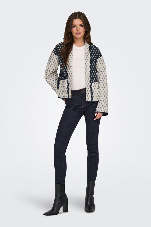 JDY Casaco estampado e acolchoado de manga comprida bege