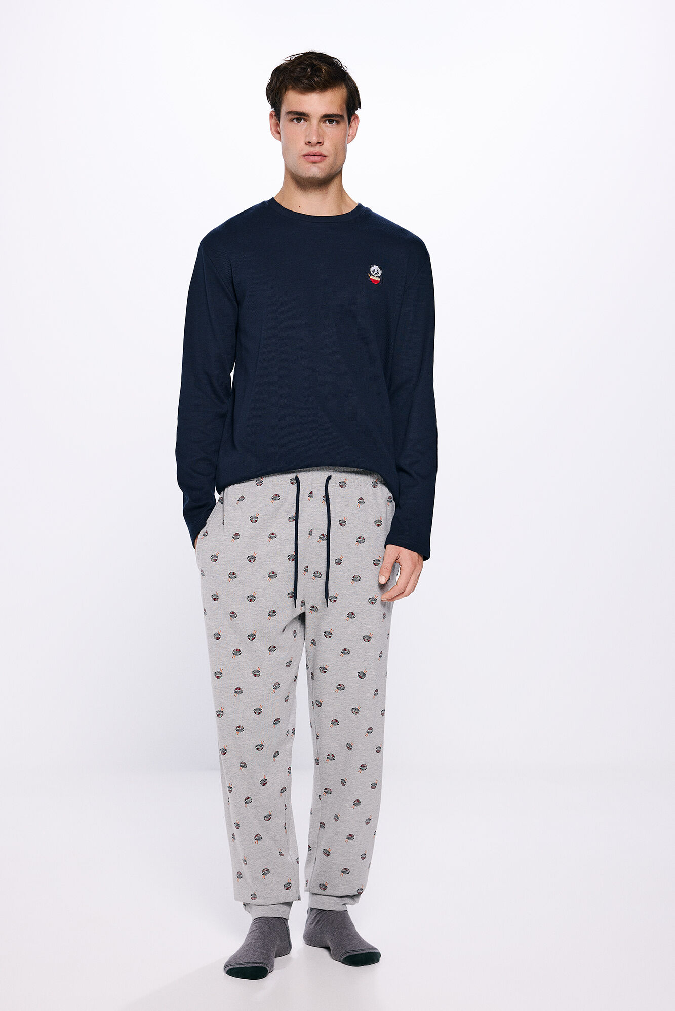 Springfield Pijama largo camiseta waffle oso panda
